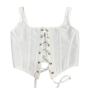 Chic White Lace-Up Corset Top